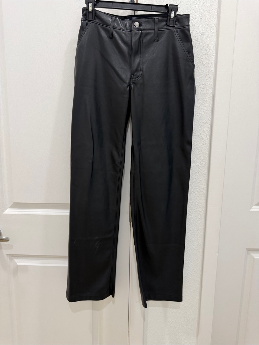 Hollister Woman’s Black Faux Leather Straight Jeans